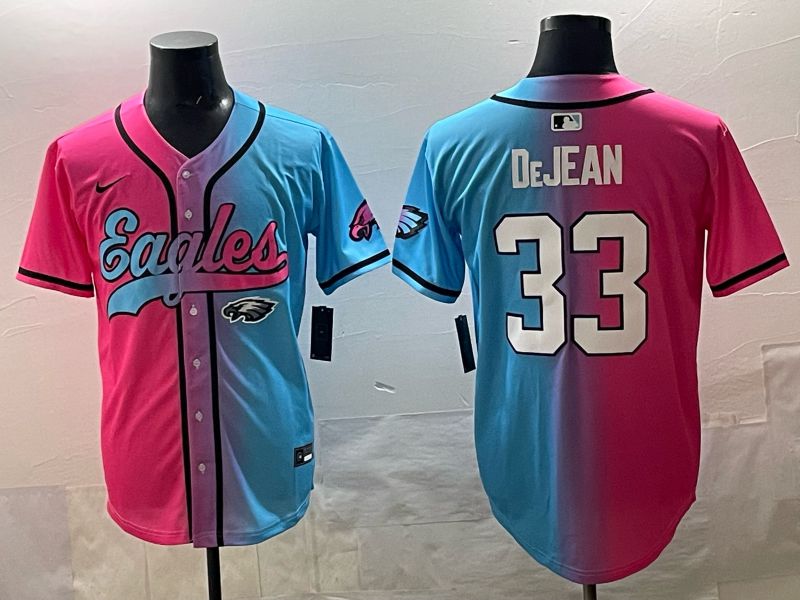 Men 2025 Philadelphia Eagles #33 Dejean Blue pink Nike Limited NFL Jersey style 011